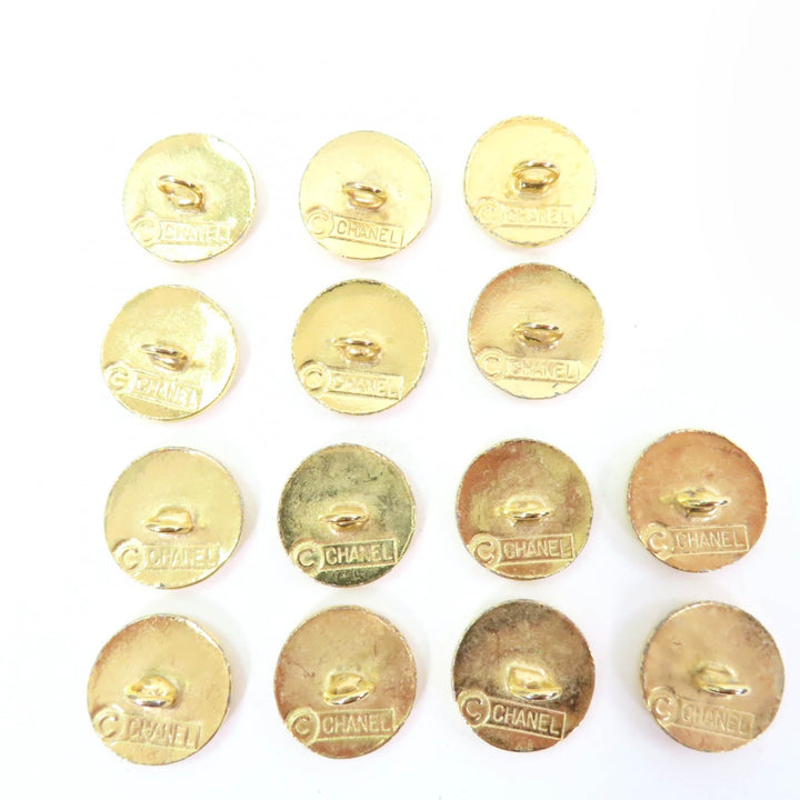 Great CHANEL COCO Mark Buttons Gold Buttons Metal Buttons Set of 14