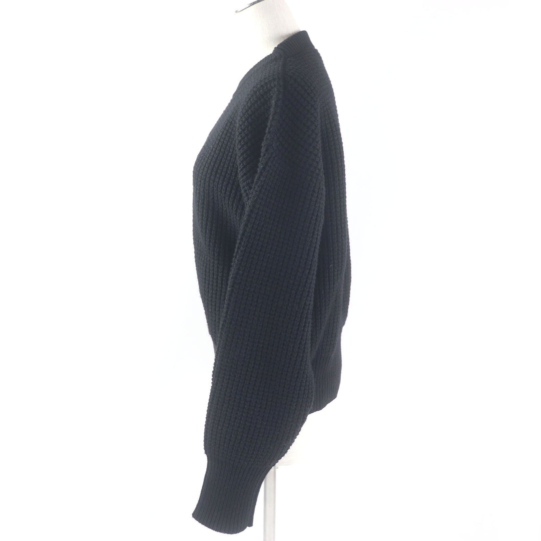 Excellent LOUIS VUITTON knit Logo patch waffle knit sweater black wool Women S