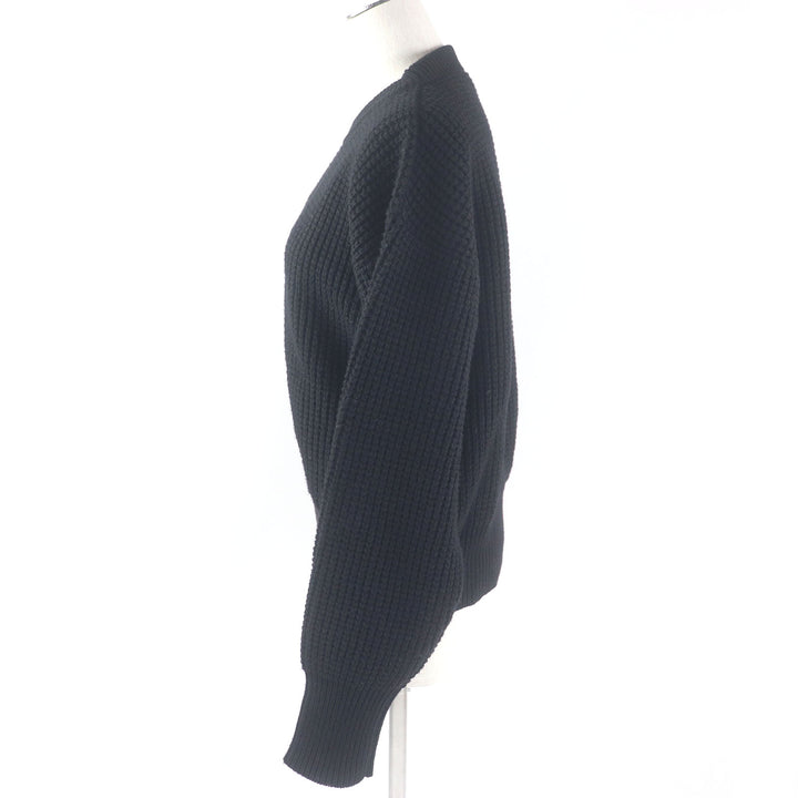 Excellent LOUIS VUITTON knit Logo patch waffle knit sweater black wool Women S