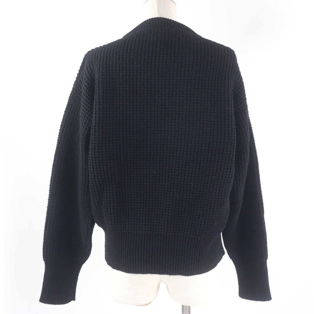 Excellent LOUIS VUITTON knit Logo patch waffle knit sweater black wool Women S
