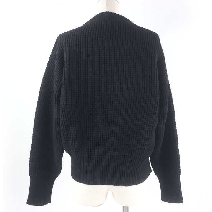 Excellent LOUIS VUITTON knit Logo patch waffle knit sweater black wool Women S