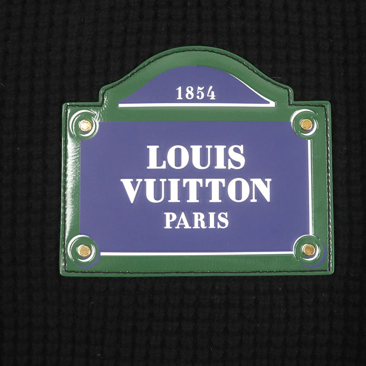 Excellent LOUIS VUITTON knit Logo patch waffle knit sweater black wool Women S