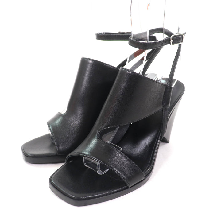 Pristine HERMES Sandals Inconnu 85 ankle strap leather black leather Women 35