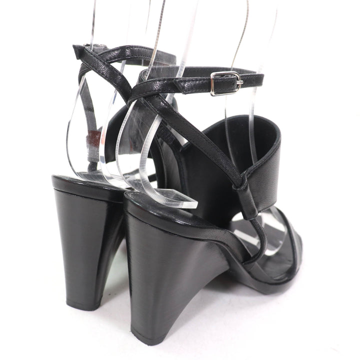 Pristine HERMES Sandals Inconnu 85 ankle strap leather black leather Women 35