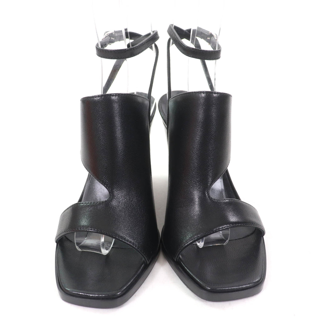 Pristine HERMES Sandals Inconnu 85 ankle strap leather black leather Women 35