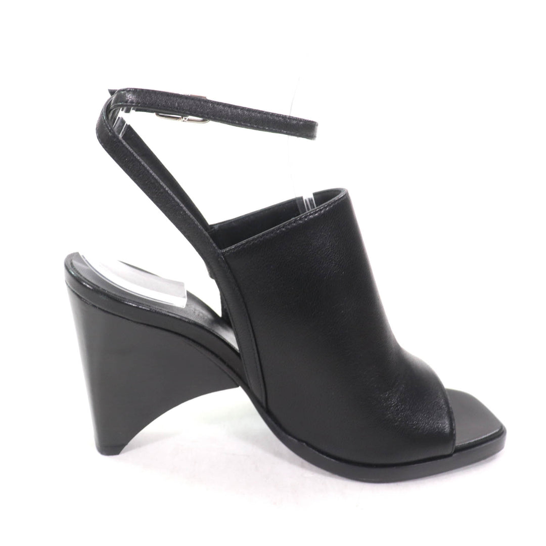 Pristine HERMES Sandals Inconnu 85 ankle strap leather black leather Women 35