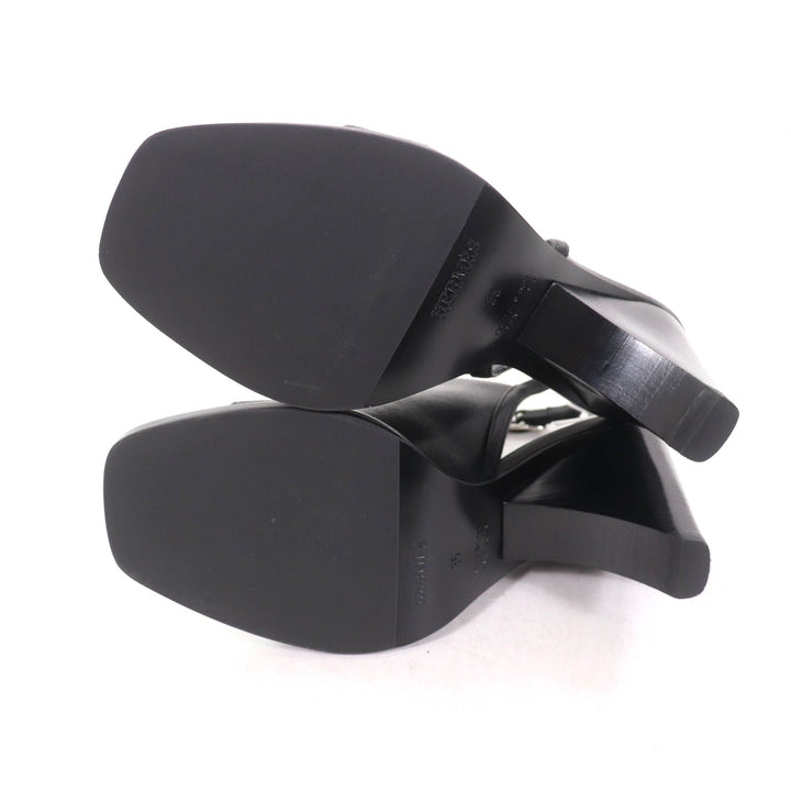 Pristine HERMES Sandals Inconnu 85 ankle strap leather black leather Women 35
