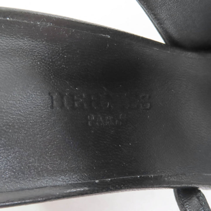 Pristine HERMES Sandals Inconnu 85 ankle strap leather black leather Women 35