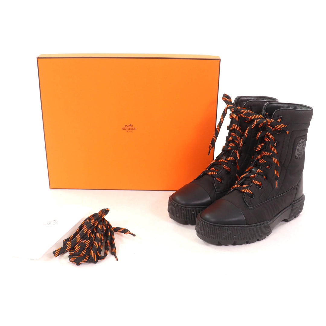 Pristine HERMES short boots fresh black Calf leather Women 37
