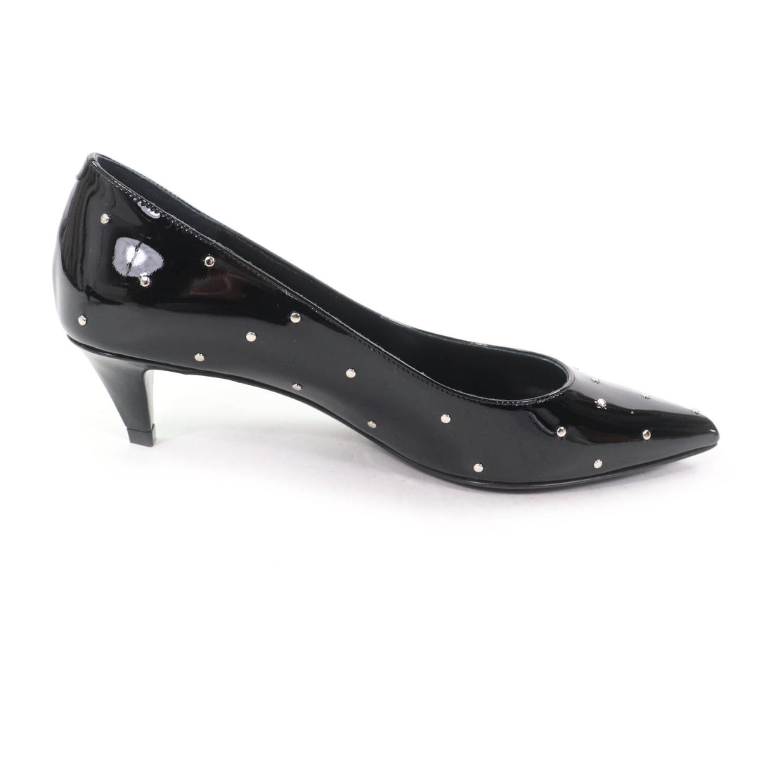 Excellent CELINE pumps Studded pointed toe patent leather black Patent leather Women 36.5