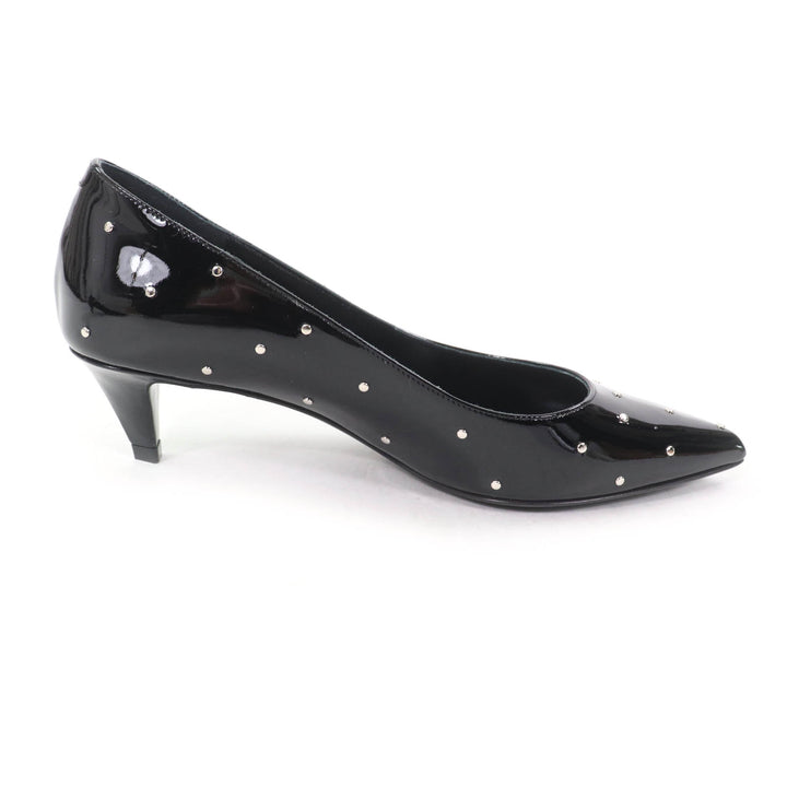 Excellent CELINE pumps Studded pointed toe patent leather black Patent leather Women 36.5