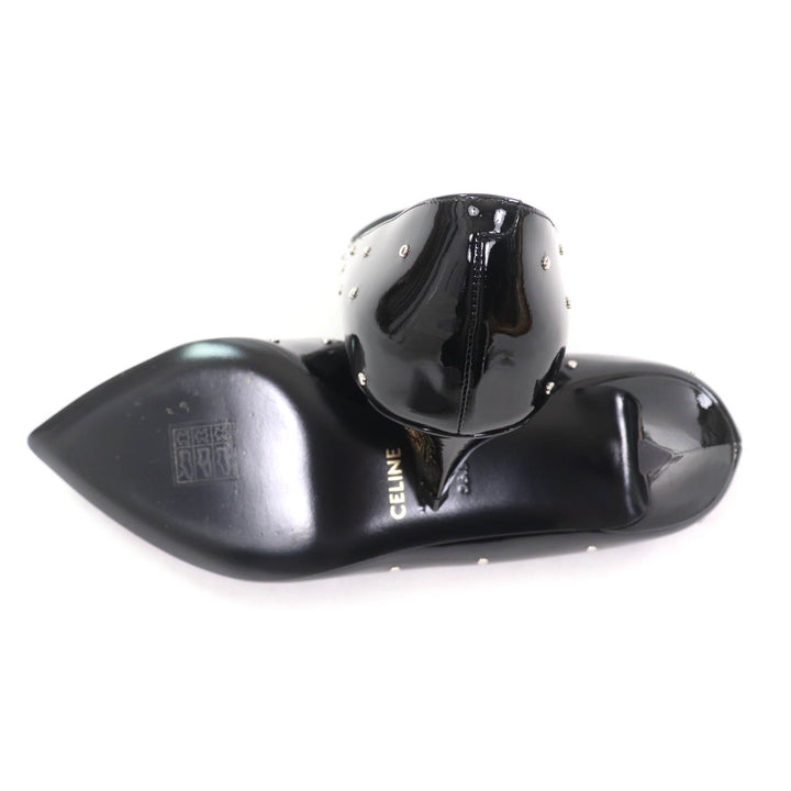 Excellent CELINE pumps Studded pointed toe patent leather black Patent leather Women 36.5