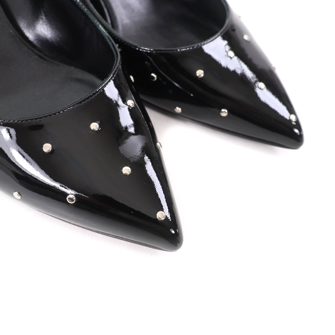 Excellent CELINE pumps Studded pointed toe patent leather black Patent leather Women 36.5