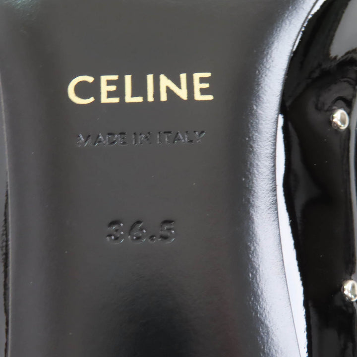 Excellent CELINE pumps Studded pointed toe patent leather black Patent leather Women 36.5