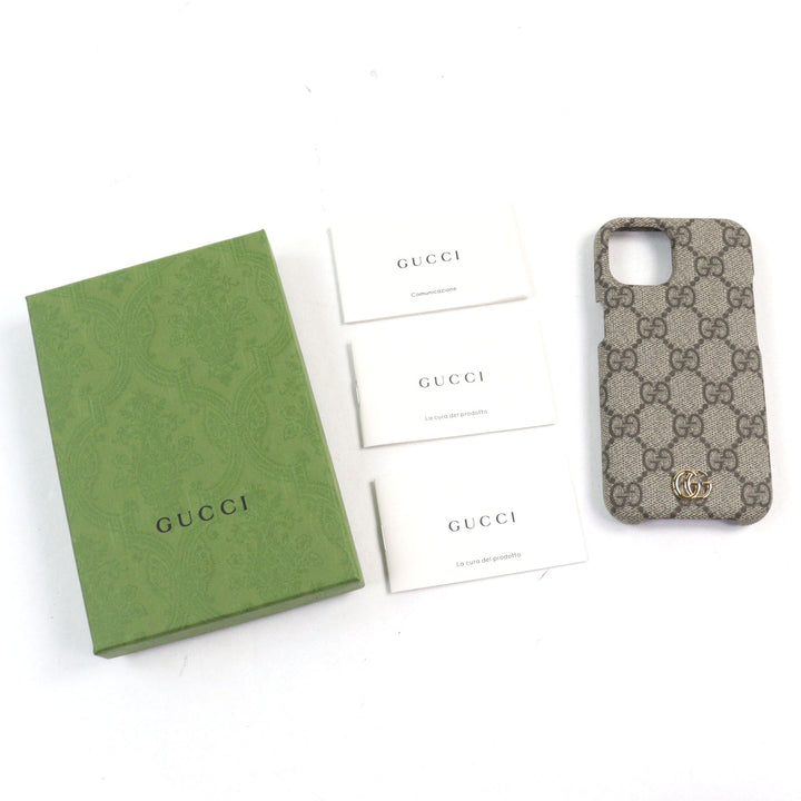 Excellent GUCCI iPhone 15 case Current Ophidia GG logo GG Supreme Canvas 763787