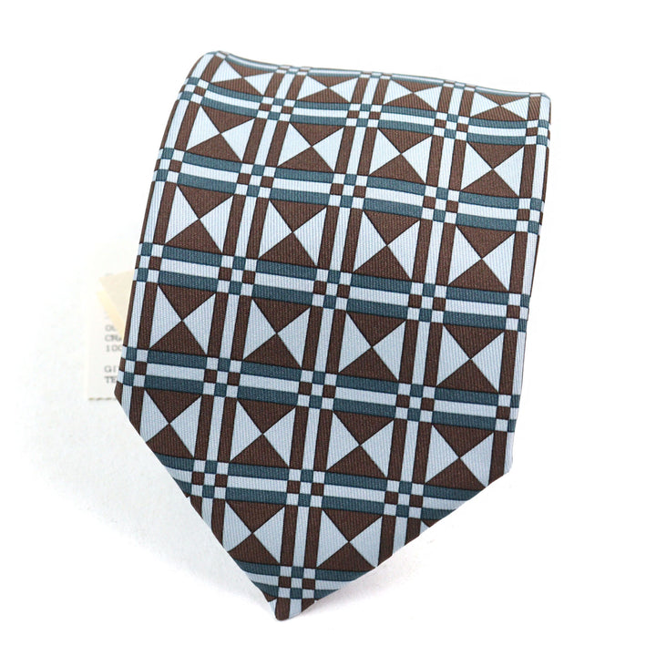 Pristine HERMES tie CRAVATE Art Deco Geometric Patterns multicolor silk men used