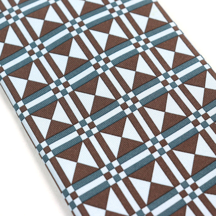 Pristine HERMES tie CRAVATE Art Deco Geometric Patterns multicolor silk men used