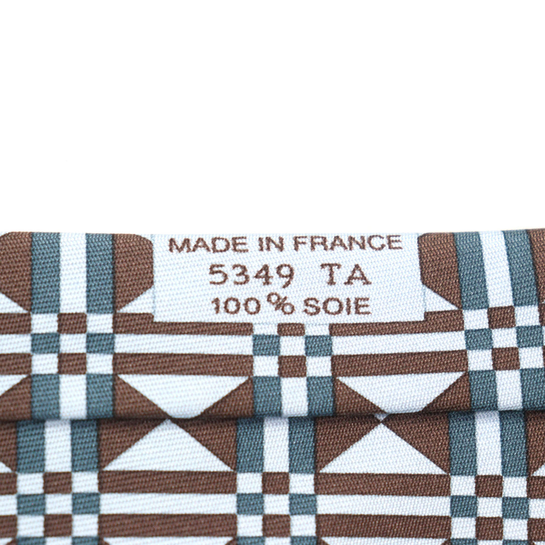Pristine HERMES tie CRAVATE Art Deco Geometric Patterns multicolor silk men used
