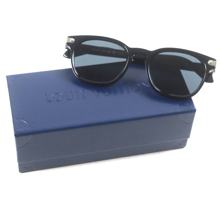 Great LOUIS VUITTON sunglasses LV Signature Square Round Black Silver Z1963U