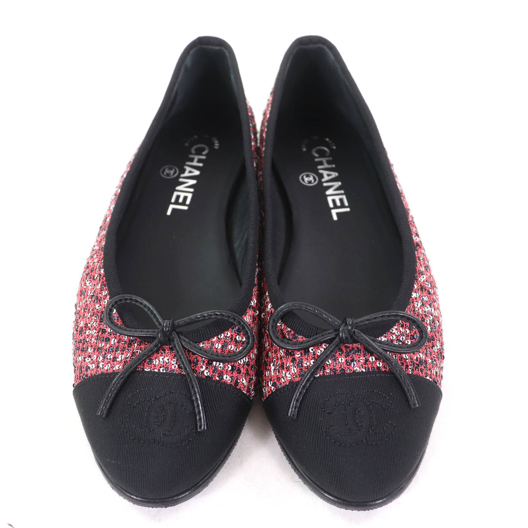 Excellent CHANEL Ballet shoes Pink Sequin Women 36.5 G02819