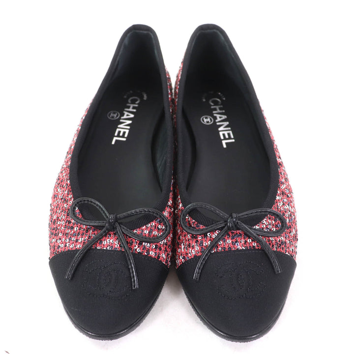 Excellent CHANEL Ballet shoes Pink Sequin Women 36.5 G02819