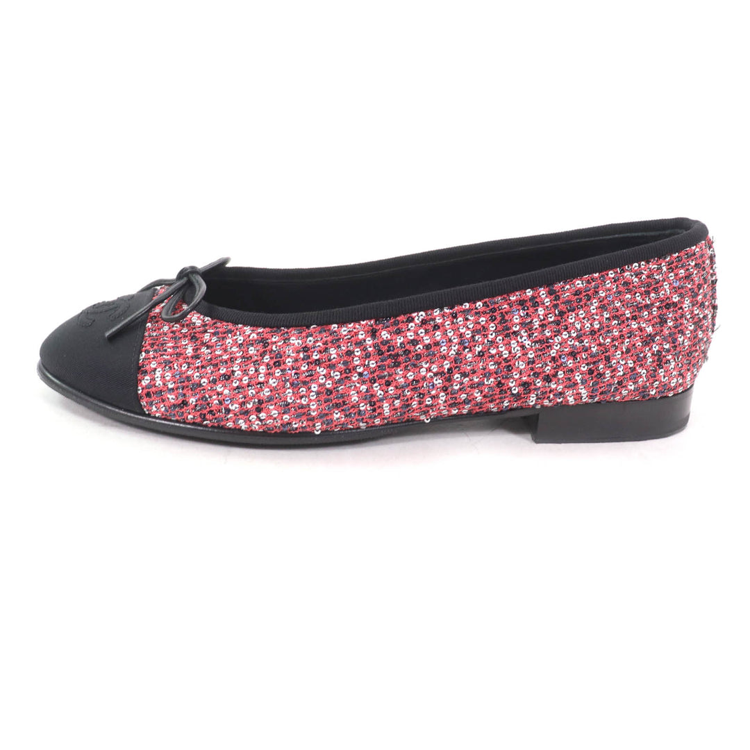 Excellent CHANEL Ballet shoes Pink Sequin Women 36.5 G02819