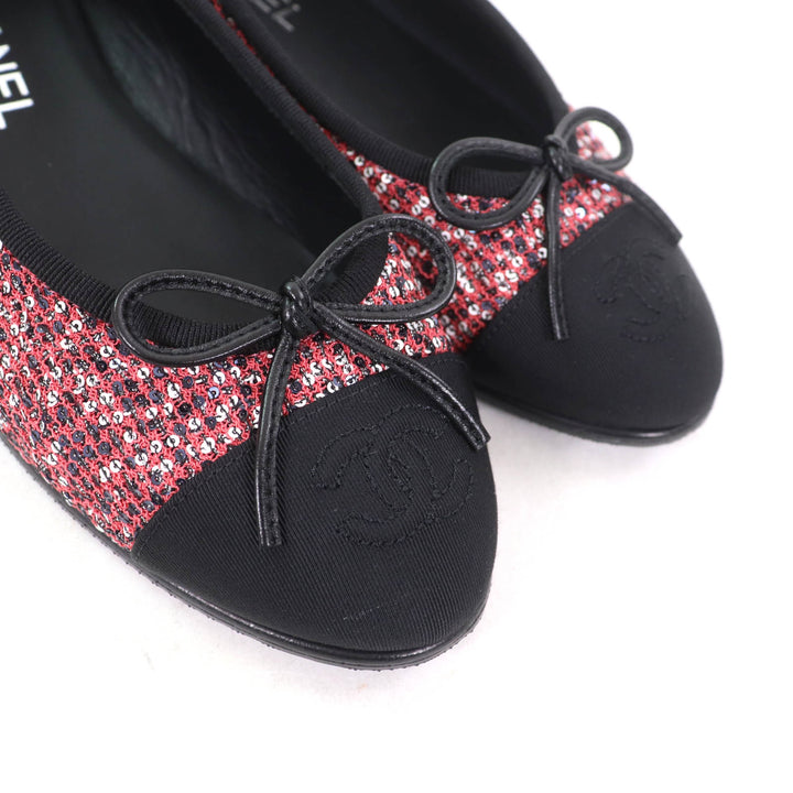 Excellent CHANEL Ballet shoes Pink Sequin Women 36.5 G02819