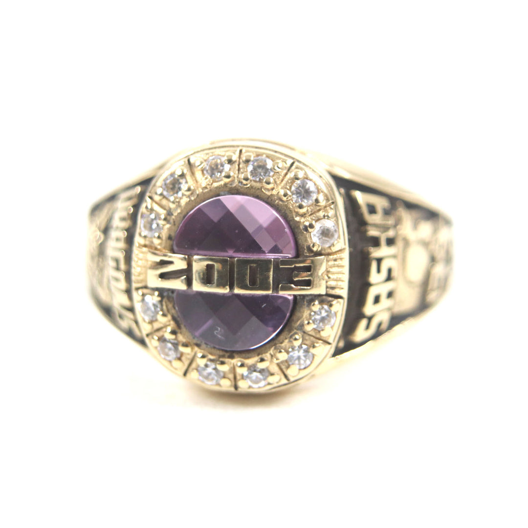 Excellent JOSTENS Ring 2003 SASHA DRAGUNS Japan 12P Diamond Gold pink 18K