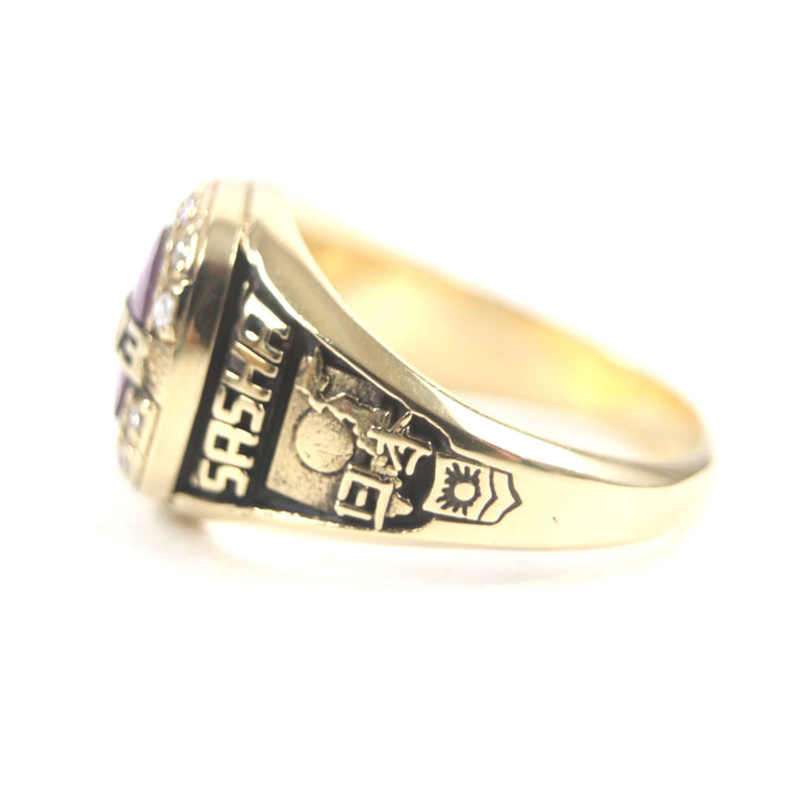 Excellent JOSTENS Ring 2003 SASHA DRAGUNS Japan 12P Diamond Gold pink 18K