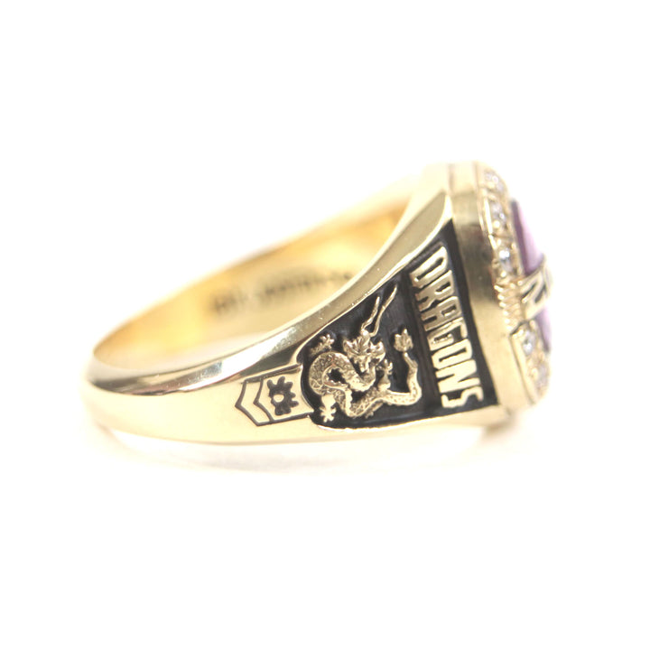 Excellent JOSTENS Ring 2003 SASHA DRAGUNS Japan 12P Diamond Gold pink 18K