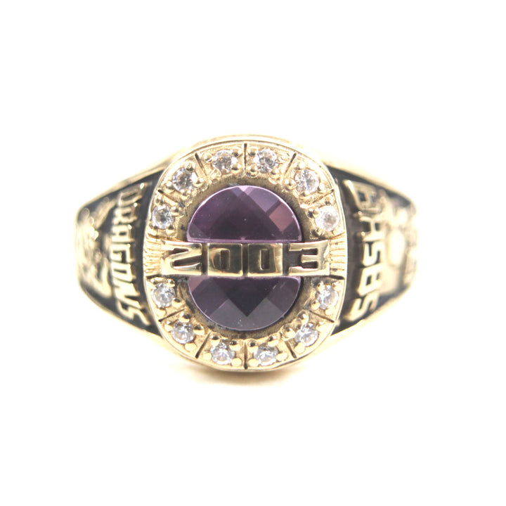 Excellent JOSTENS Ring 2003 SASHA DRAGUNS Japan 12P Diamond Gold pink 18K