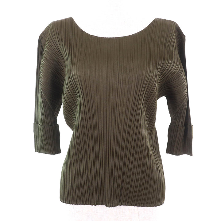 Excellent PLEATS PLEASE T-shirt khaki polyester Women 3 PP91-JK205