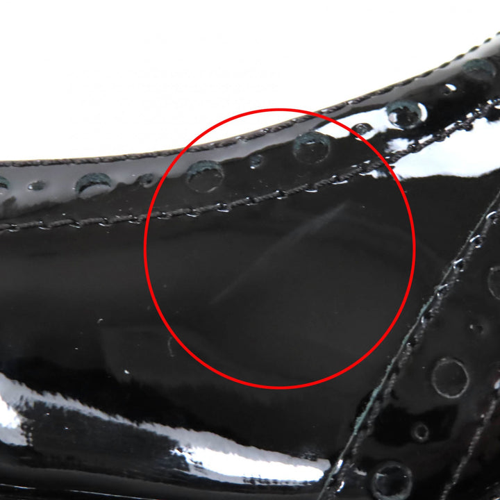 Excellent CHANEL pumps Perforated wedge sole black Patent leather Women 36.5