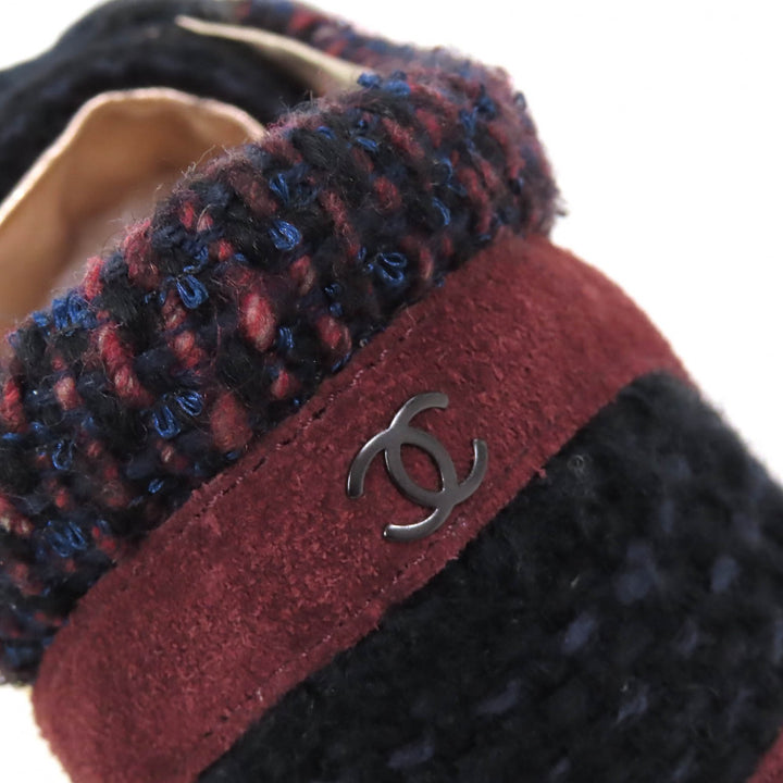 Great CHANEL sneakers COCO Mark Tweed Switch Suede leather Women 35 G30422