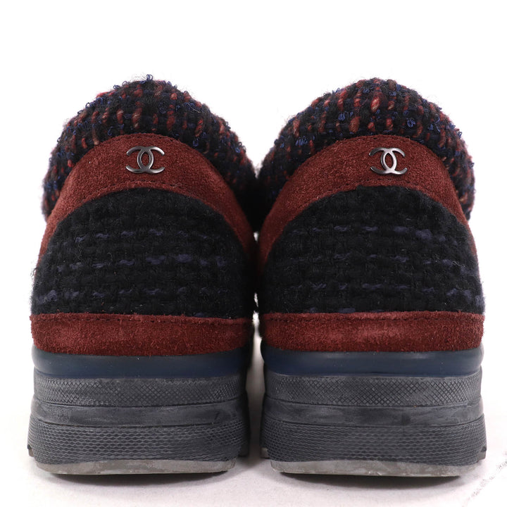 Great CHANEL sneakers COCO Mark Tweed Switch Suede leather Women 35 G30422