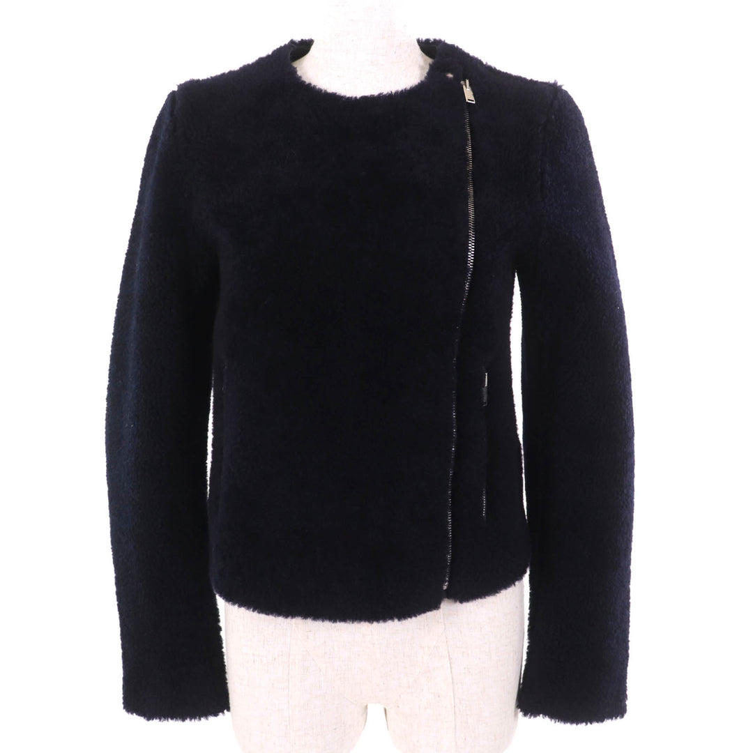 Excellent CELINE Jacket Phoebe period lambskin mouton shearling collarless 34