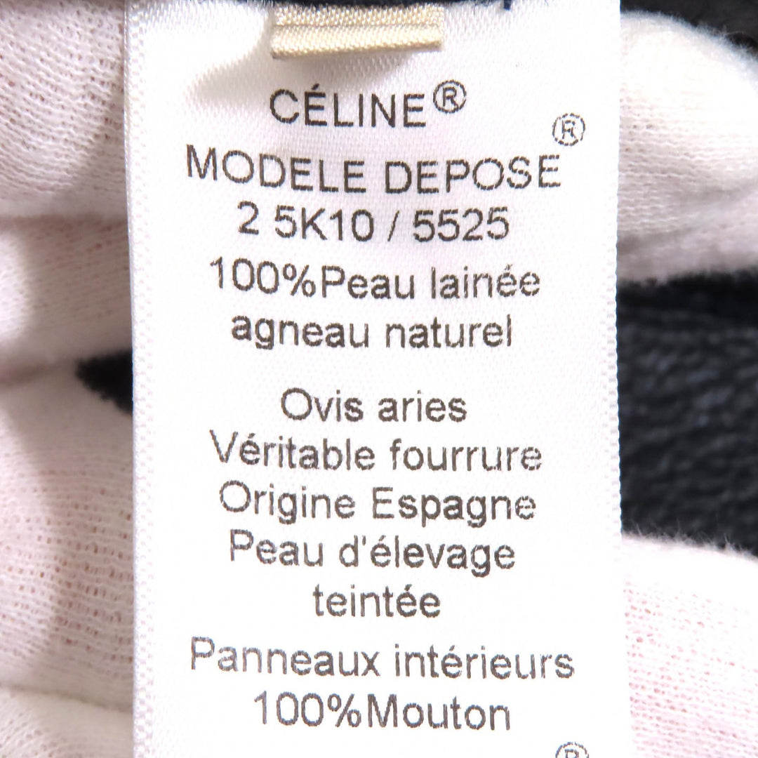 Excellent CELINE Jacket Phoebe period lambskin mouton shearling collarless 34