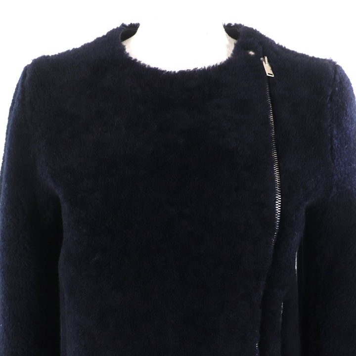 Excellent CELINE Jacket Phoebe period lambskin mouton shearling collarless 34