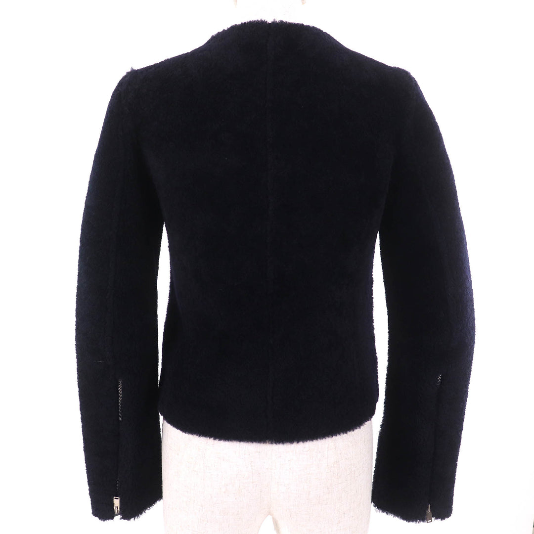 Excellent CELINE Jacket Phoebe period lambskin mouton shearling collarless 34