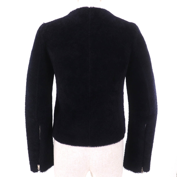 Excellent CELINE Jacket Phoebe period lambskin mouton shearling collarless 34