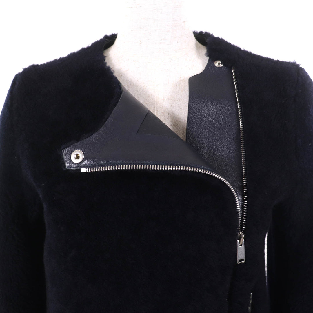 Excellent CELINE Jacket Phoebe period lambskin mouton shearling collarless 34