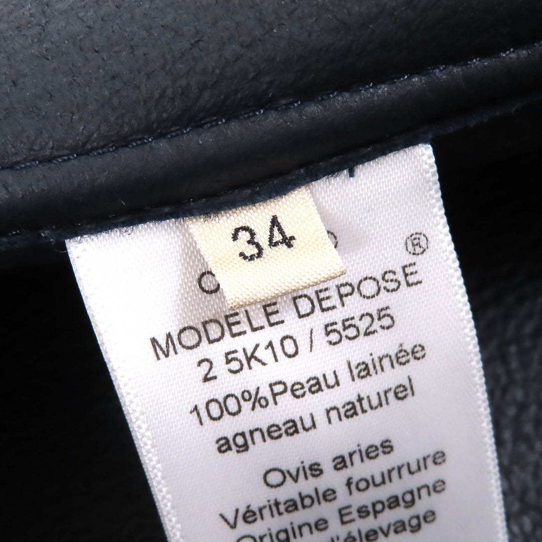 Excellent CELINE Jacket Phoebe period lambskin mouton shearling collarless 34