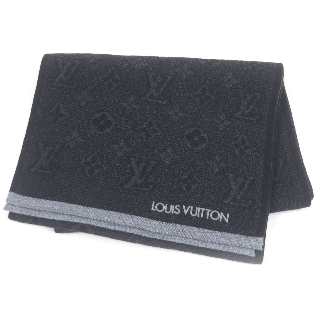 Great LOUIS VUITTON Scarf Escharp My Monogram Eclipse Gris wool mens M73468