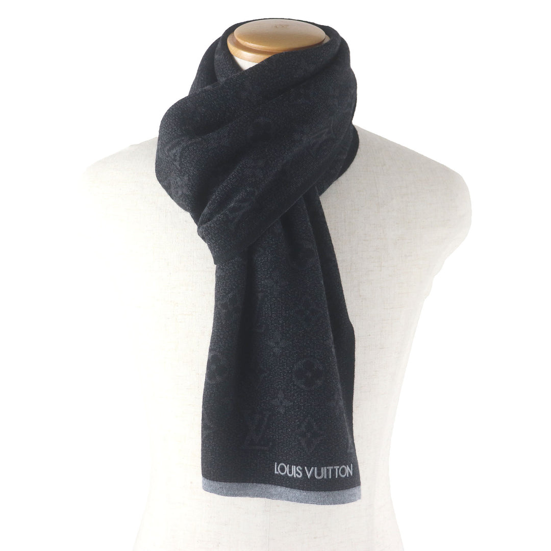 Great LOUIS VUITTON Scarf Escharp My Monogram Eclipse Gris wool mens M73468