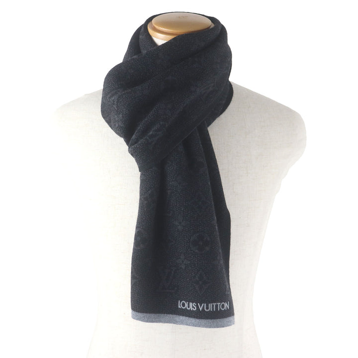 Great LOUIS VUITTON Scarf Escharp My Monogram Eclipse Gris wool mens M73468