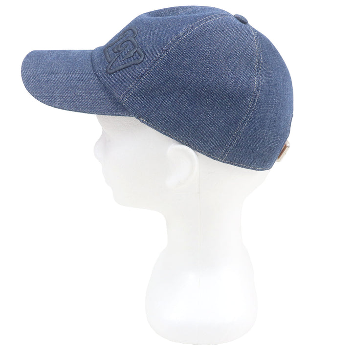 Excellent LOUIS VUITTON cap LV logo embroidery embroidered baseball Indigo blue