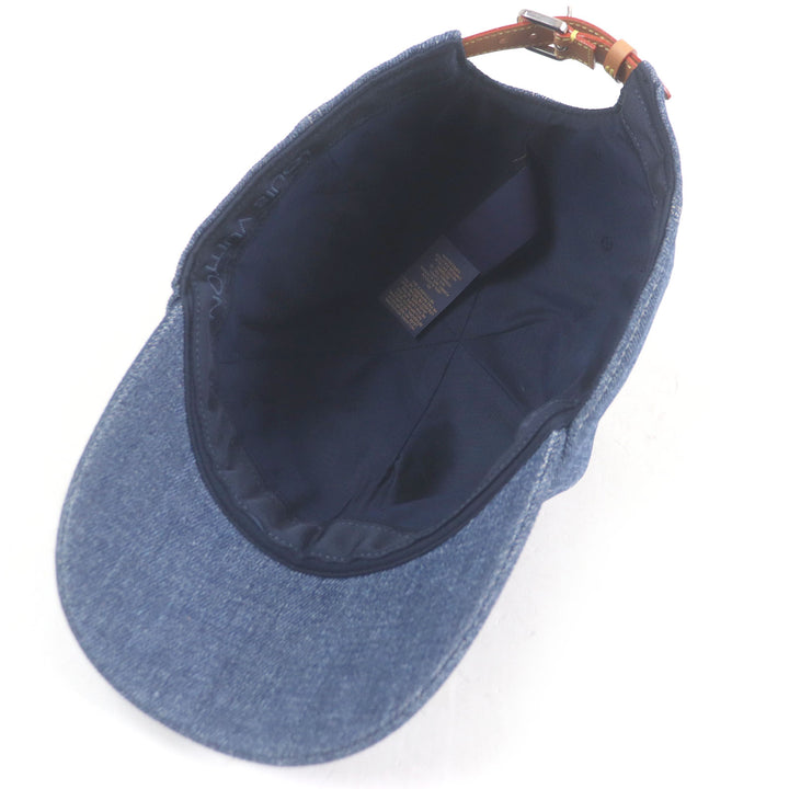 Excellent LOUIS VUITTON cap LV logo embroidery embroidered baseball Indigo blue