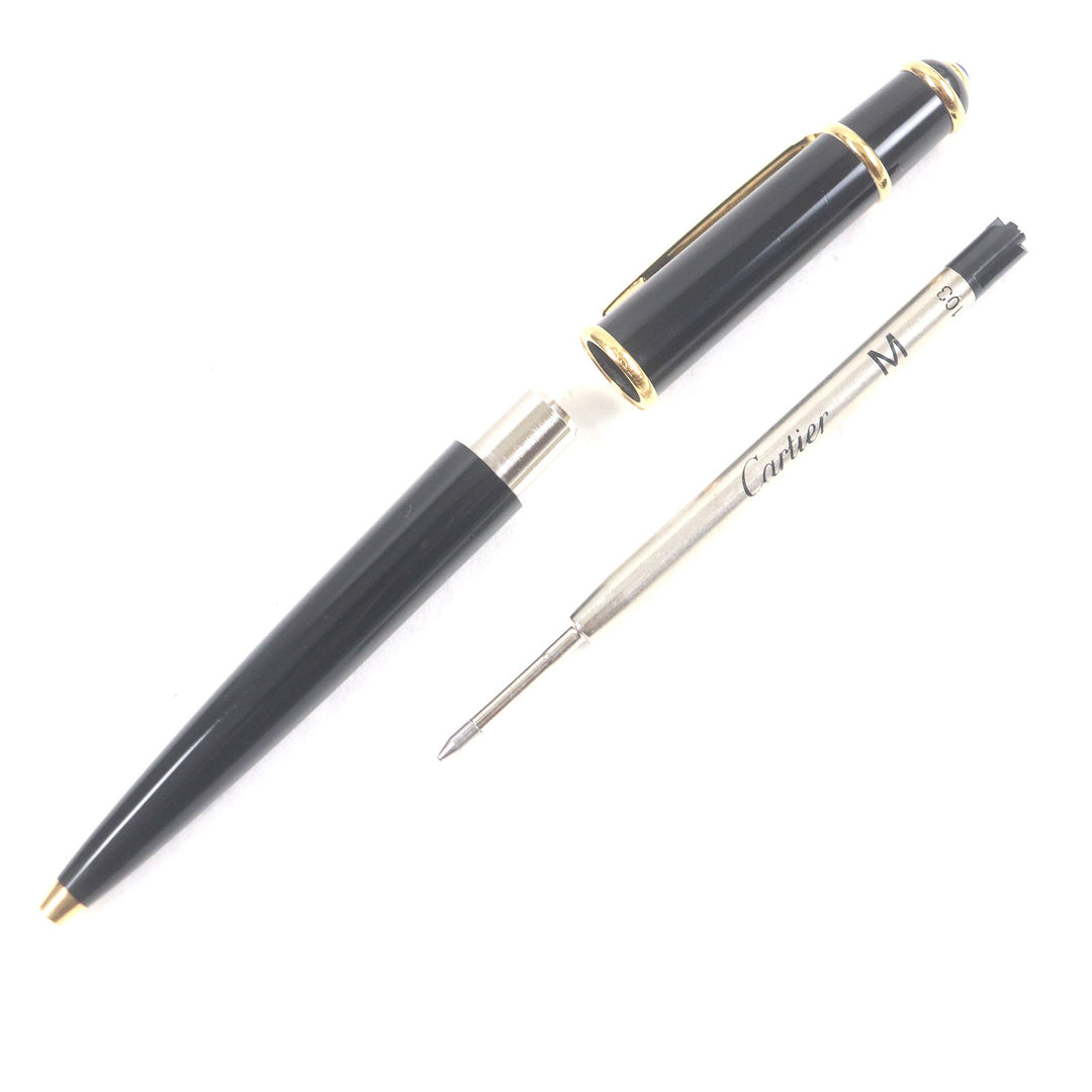 Very Good Cartier Ballpoint pen Diaboro de Cartier Twist type Black gold Blue Gemstone
