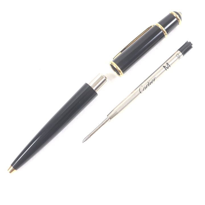 Very Good Cartier Ballpoint pen Diaboro de Cartier Twist type Black gold Blue Gemstone