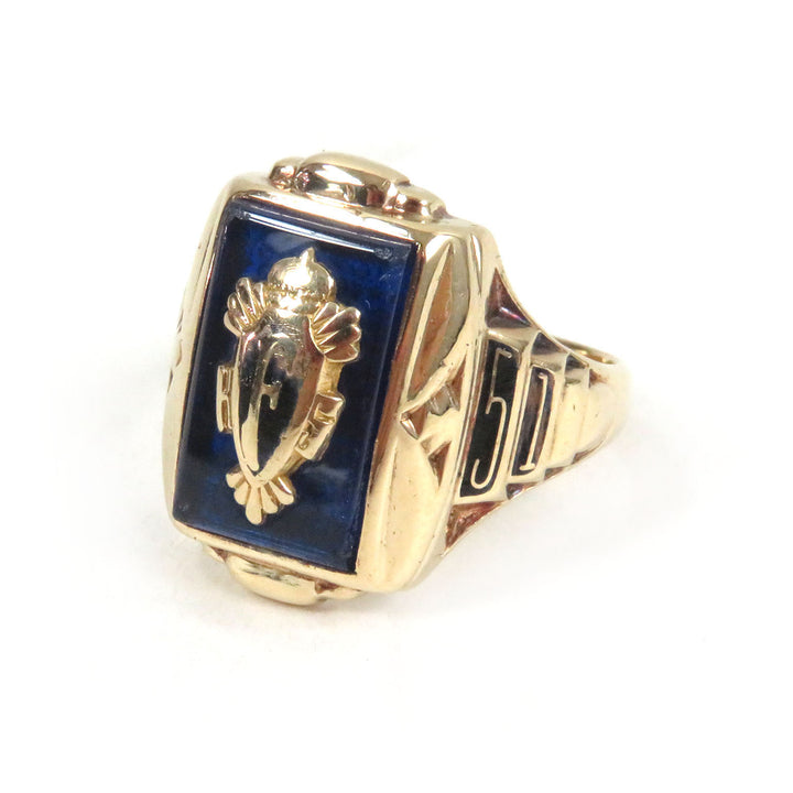 Great JOSTENS Ring 1951 FHS Accessories College Gold blue 10K mens